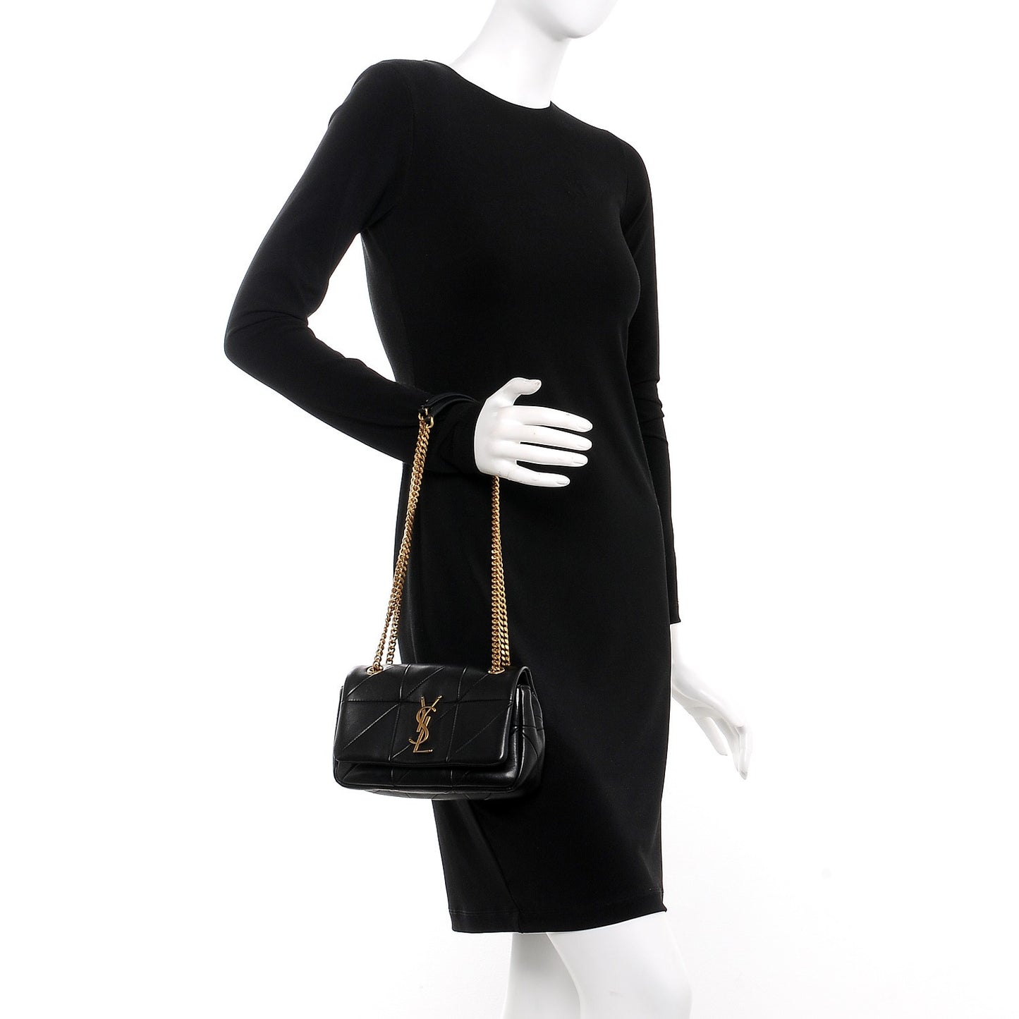 Lambskin Patchwork Monogram Small Jamie Black