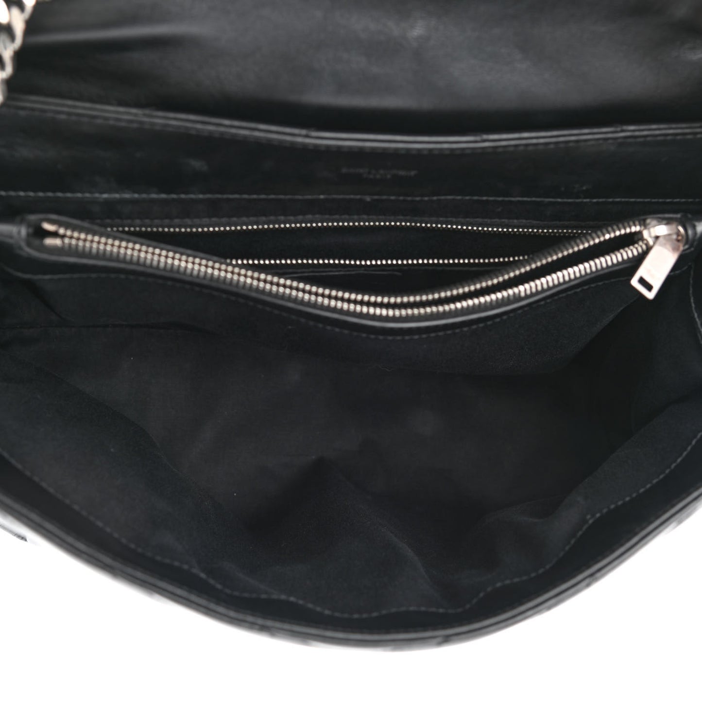 Calfskin Y Quilted Monogram Large Loulou Chain Satchel Black