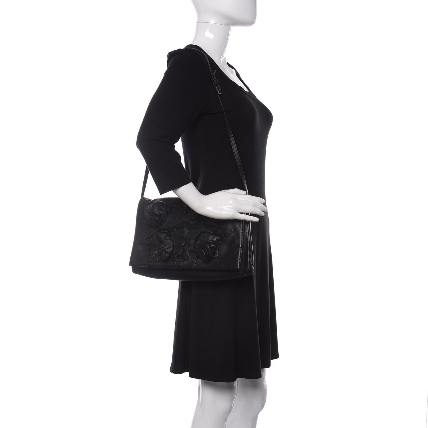 Nappa Rose Shoulder Bag Black