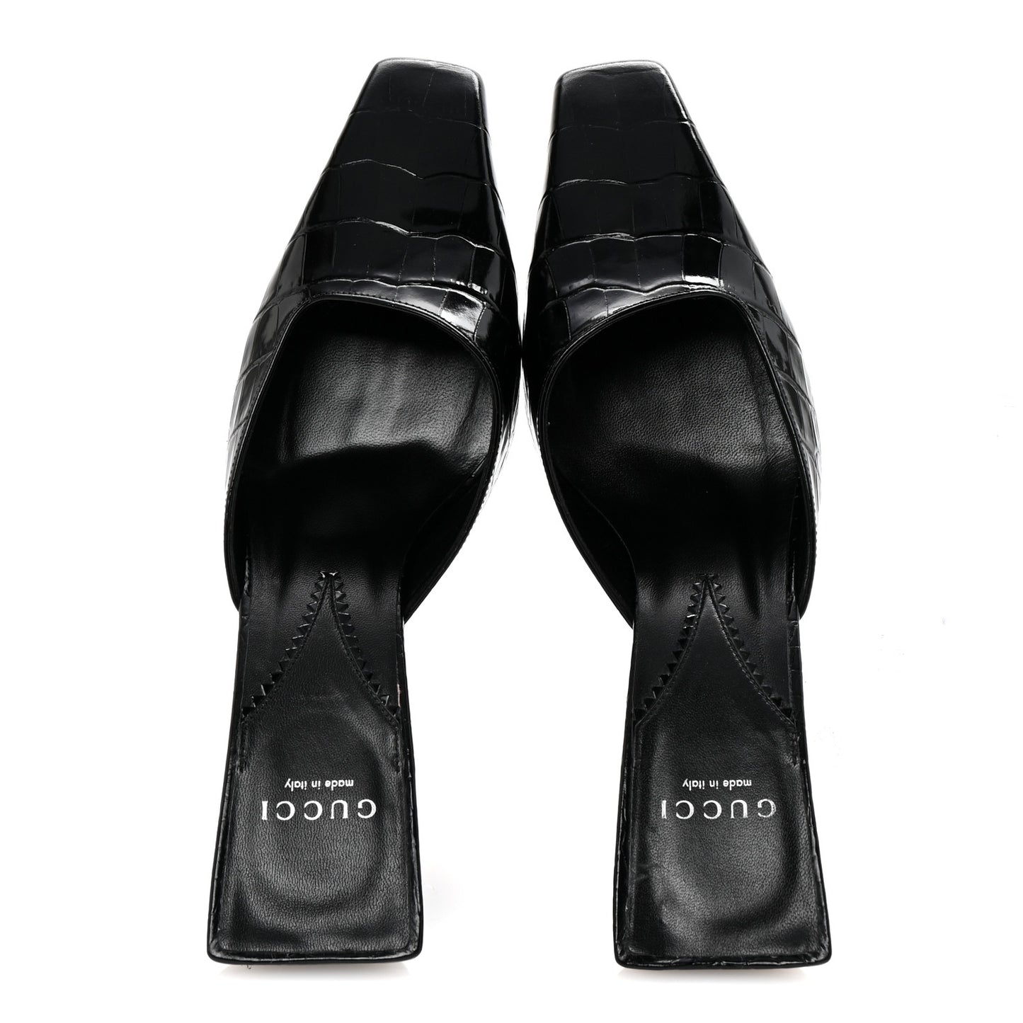 Calfskin Crocodile Embossed Mallory Mules 39 Black