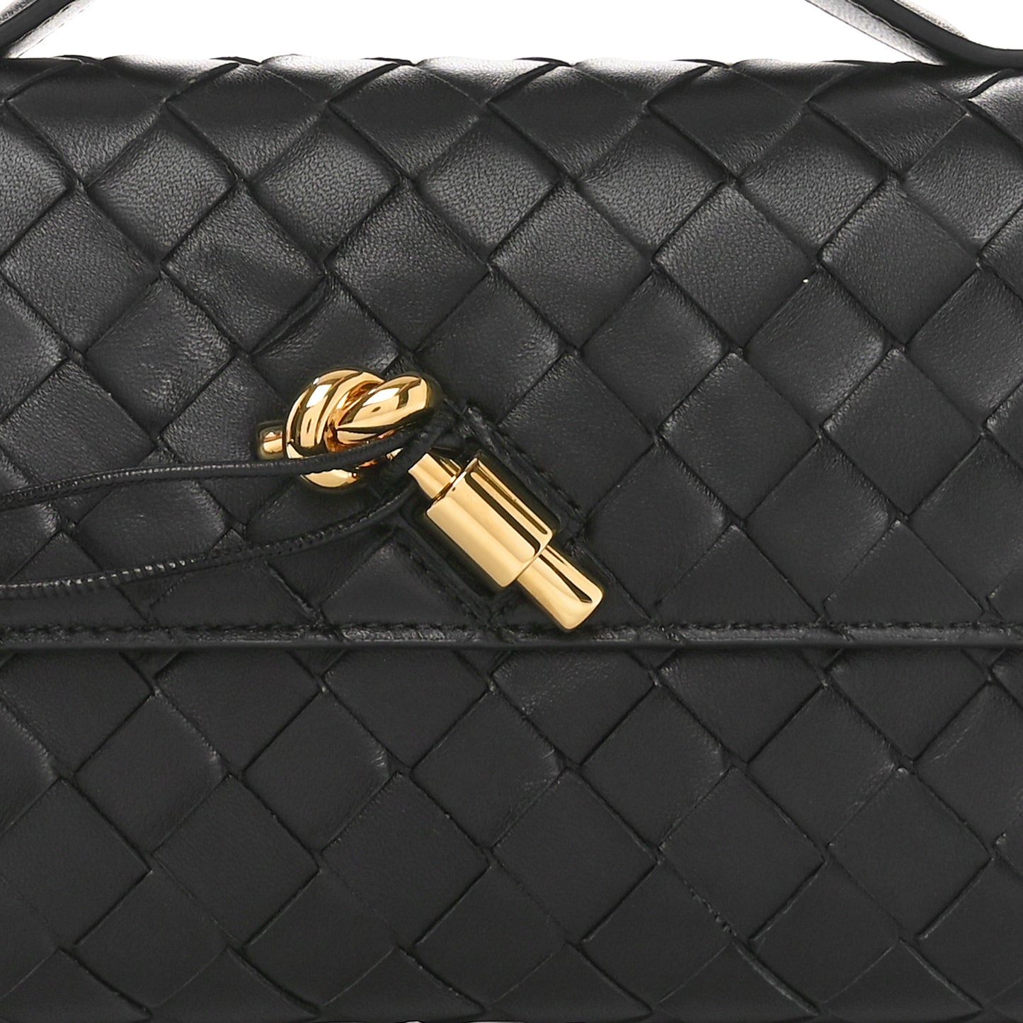 Nappa Intrecciato Long Andiamo Top Handle Clutch Black