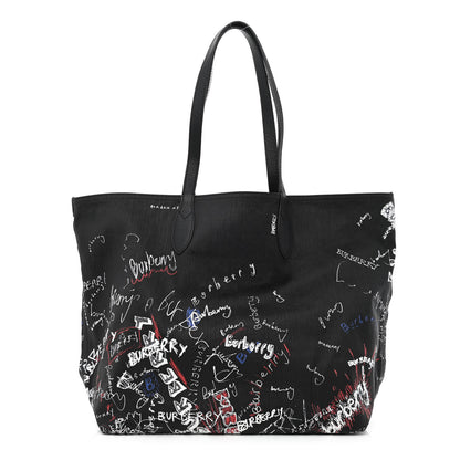 Burberry Coated Canvas Mega Check Sketchbook Medium Reversible Doodle Tote Black 1 of 27