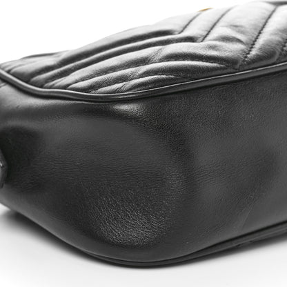Gucci Calfskin Matelasse Small GG Marmont Chain Shoulder Bag Black 9 of 10