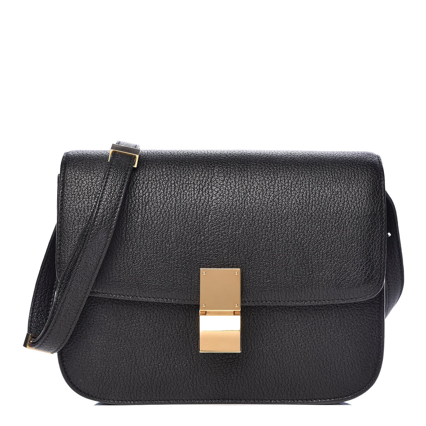 Goatskin Medium Classic Box Flap Bag Black