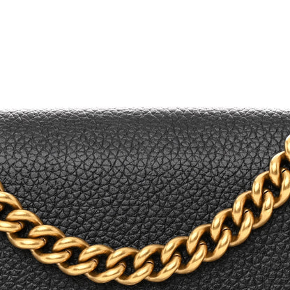Balenciaga Grained Calfskin Logo Cash Phone Holder Wallet On Chain Black White 9 of 12