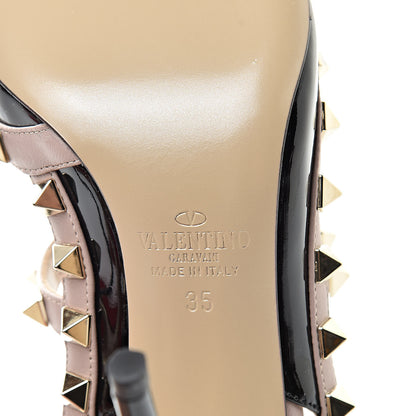 Valentino Garavani Patent Nappa Rockstud Ankle Strap 100mm Pumps 35 Black Poudre 7 of 8