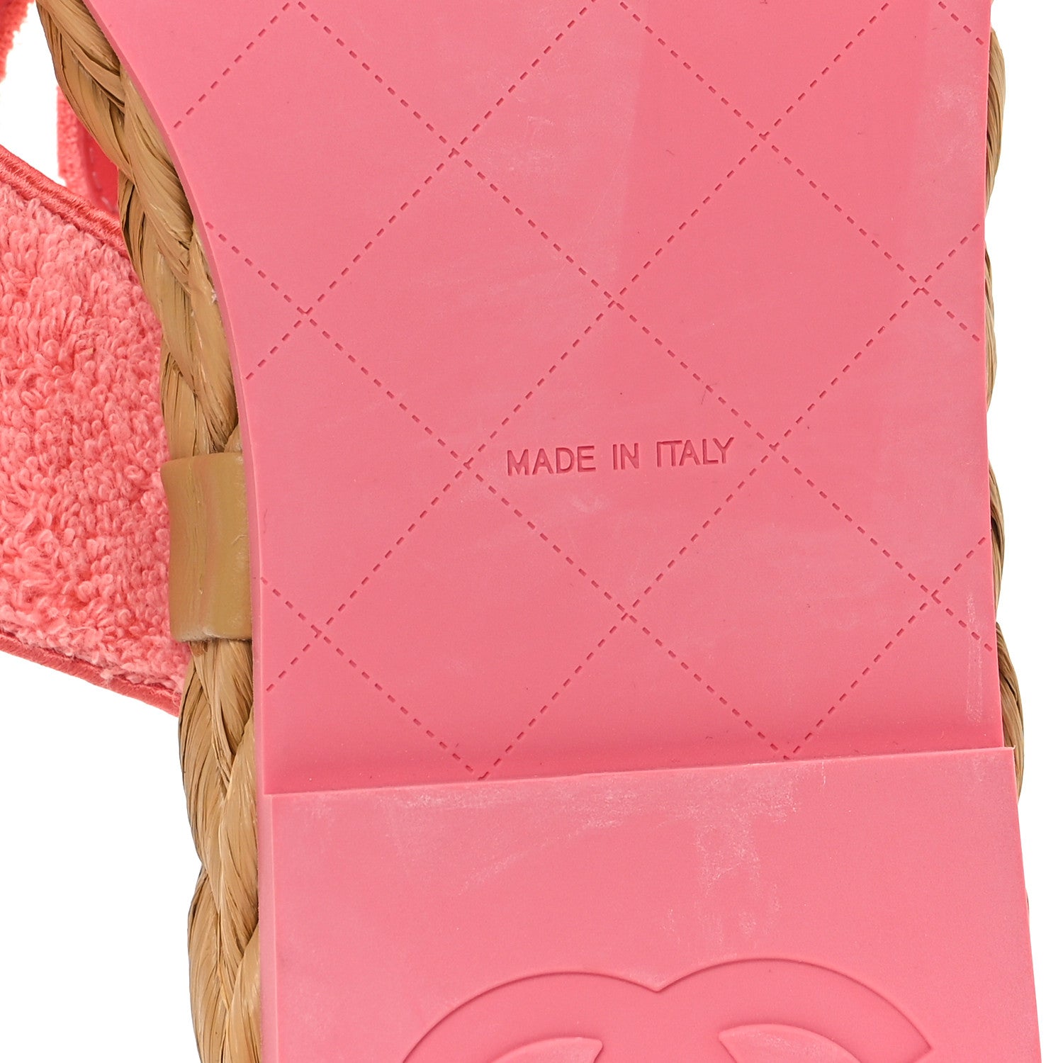 Chanel Terry Cloth Raffia CC Logo Thong Sandals 39 Pink 6 of 11