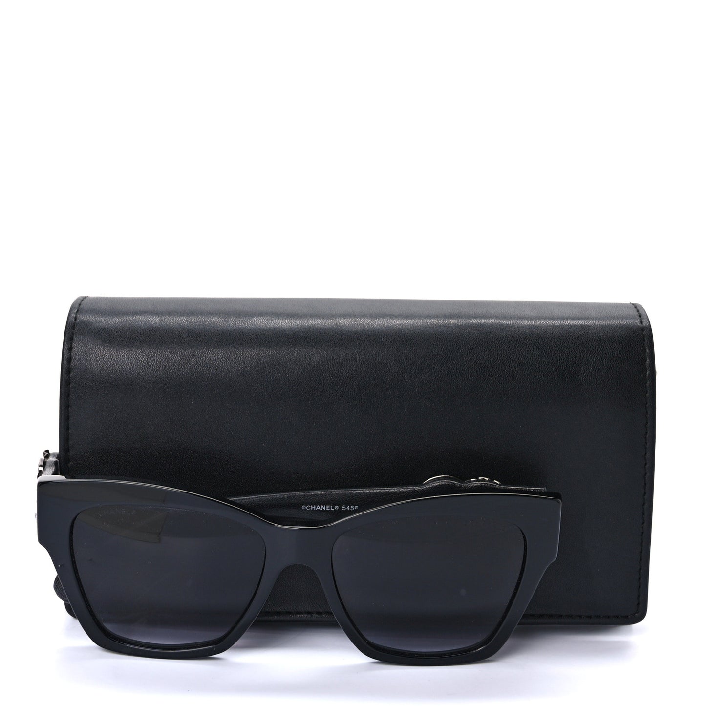 Acetate Square Cat Eye CC Sunglasses 5456-Q-B Black