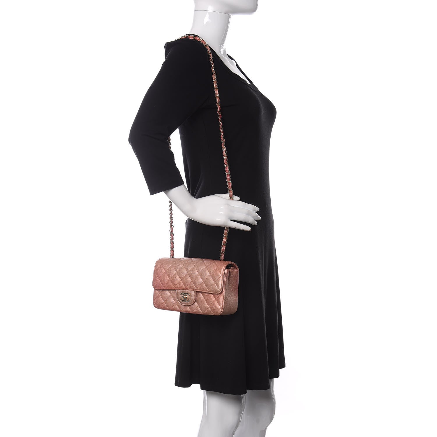 Chanel Metallic Lambskin Quilted Ombre Mini Rectangular Flap Pink 2 of 11