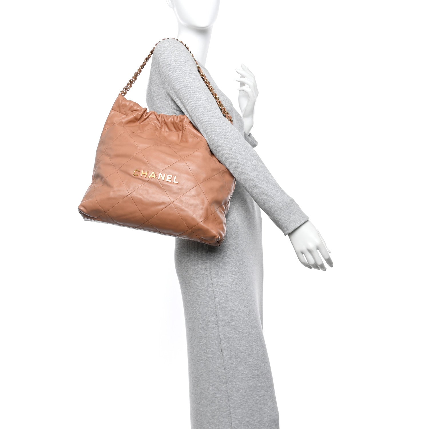 Chanel Shiny Calfskin Quilted Chanel 22 Camel 2 of 14