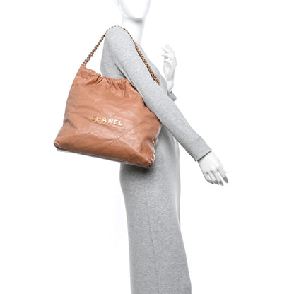 Chanel Shiny Calfskin Quilted Chanel 22 Camel 2 of 14