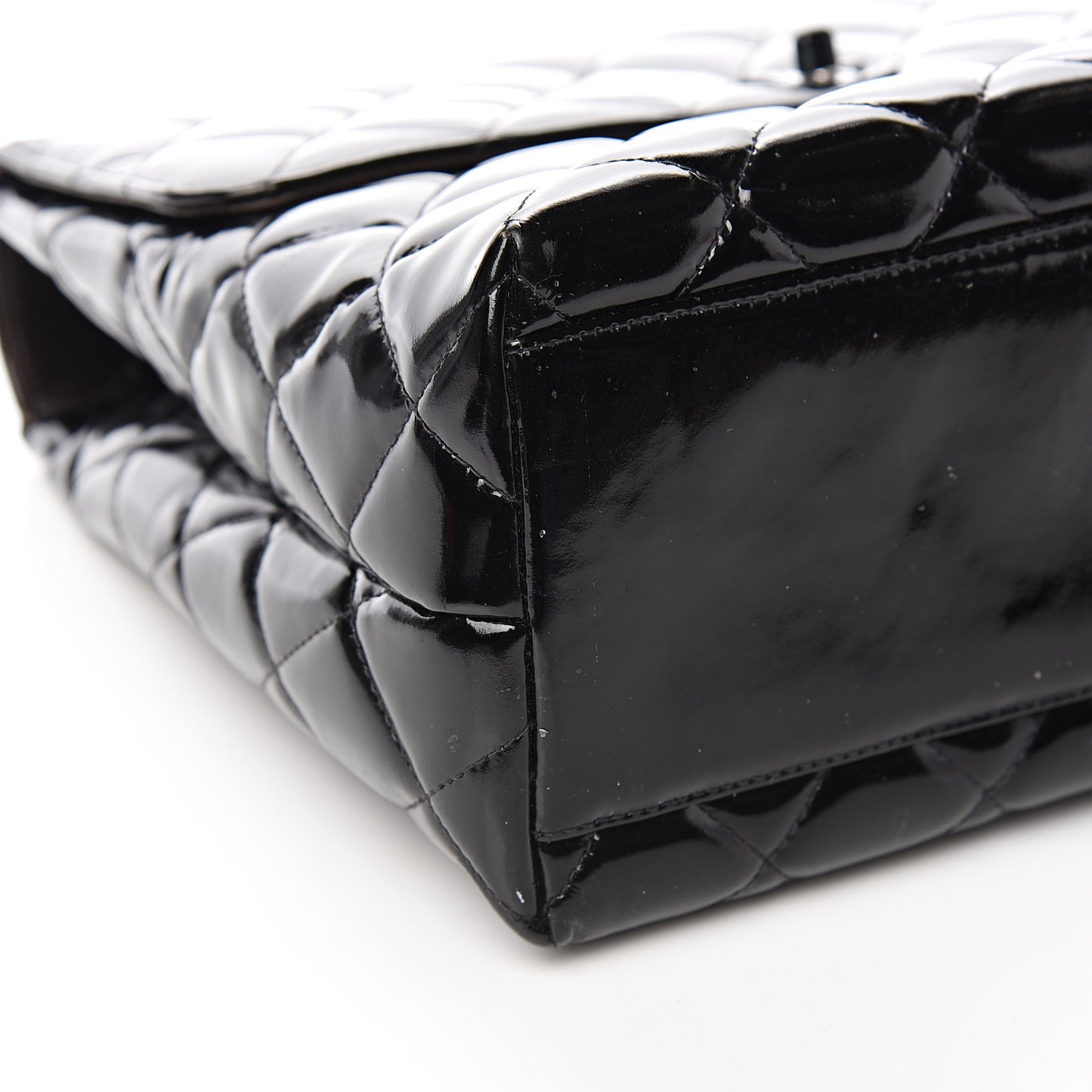 Patent Quilted Jumbo Kelly Flap Black