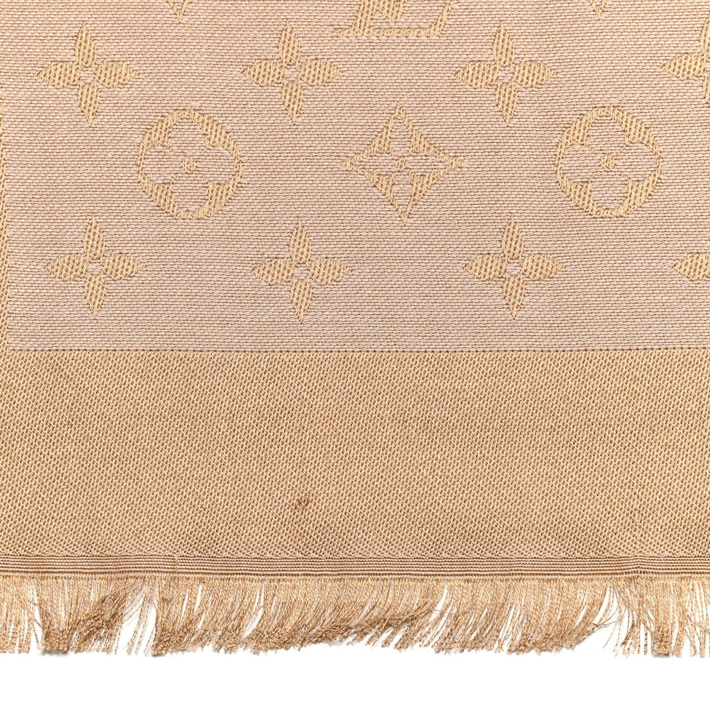Silk Wool Monogram Denim Shawl Beige Rose