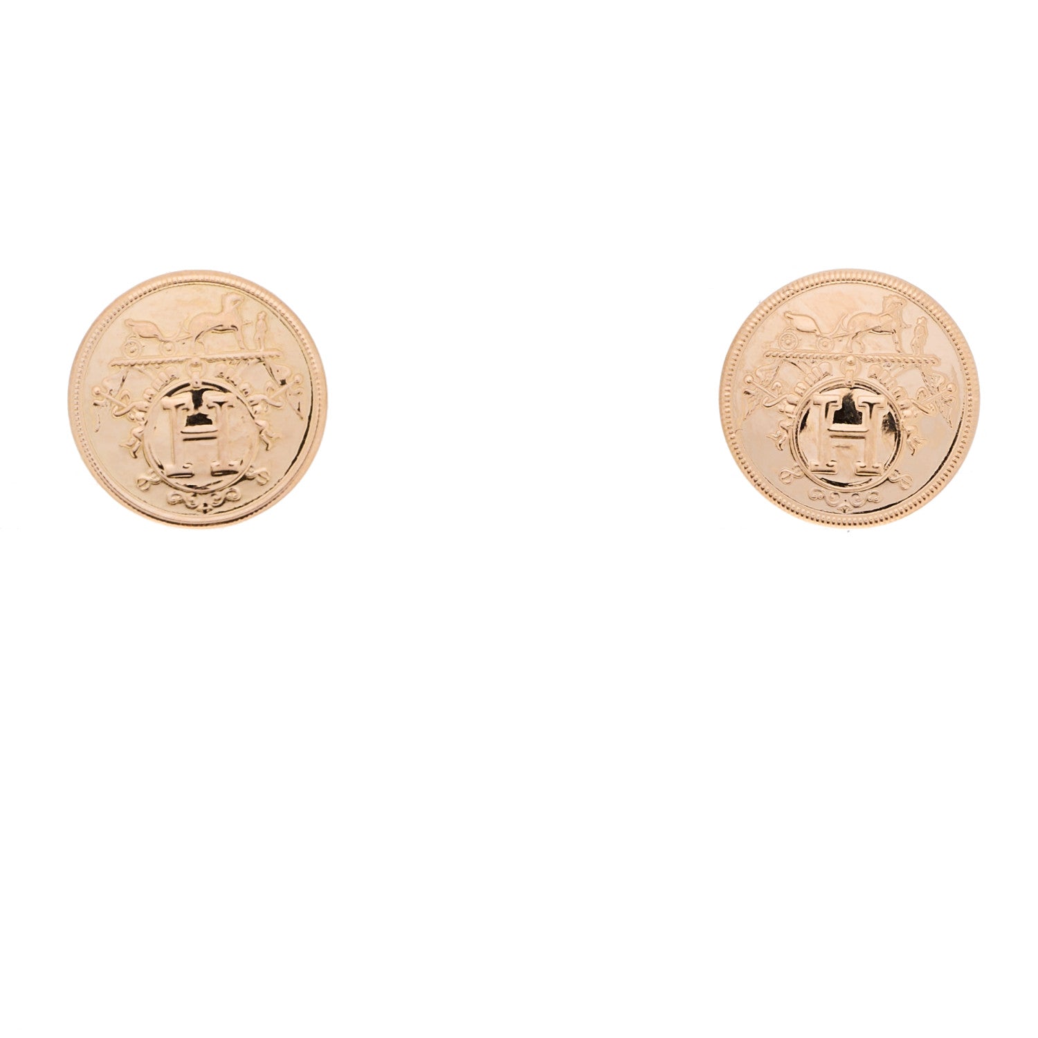 Hermes 18K Rose Gold TPM Ex-Libris Stud Earrings 2 of 4