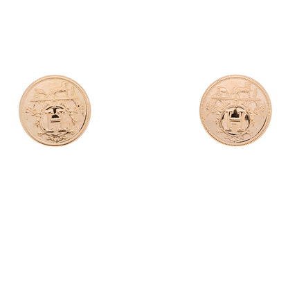 Hermes 18K Rose Gold TPM Ex-Libris Stud Earrings 2 of 4