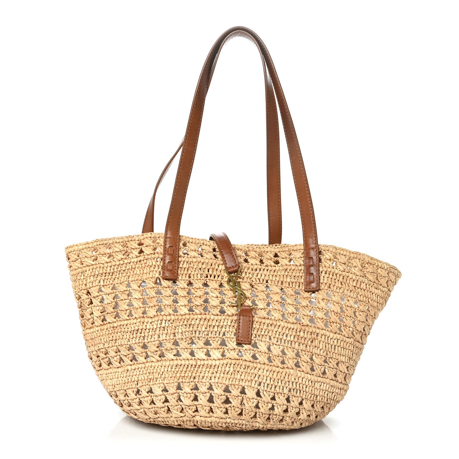 Saint Laurent Raffia Calfskin Small Panier Tote Naturel 1 of 10