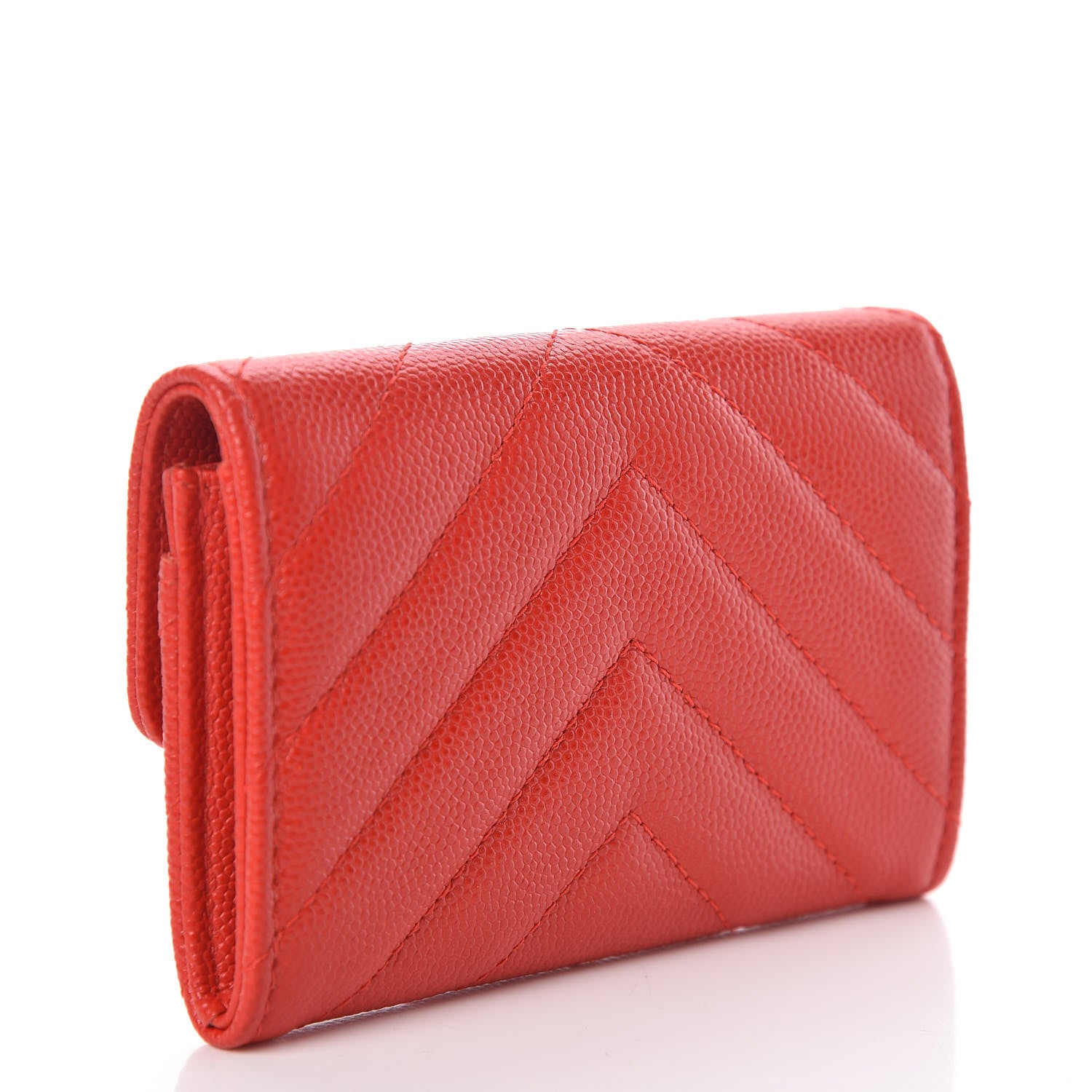 Chanel Caviar Chevron Quilted Card Holder Wallet Red 3 of 9
