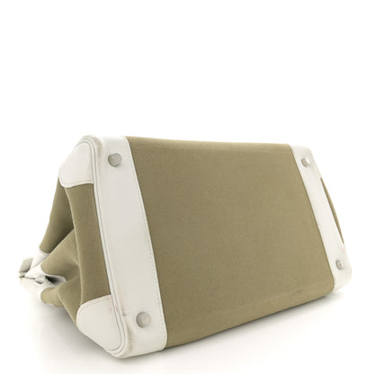 Hermes Swift Toile Birkin 35 White Vert Miliatire 4 of 20