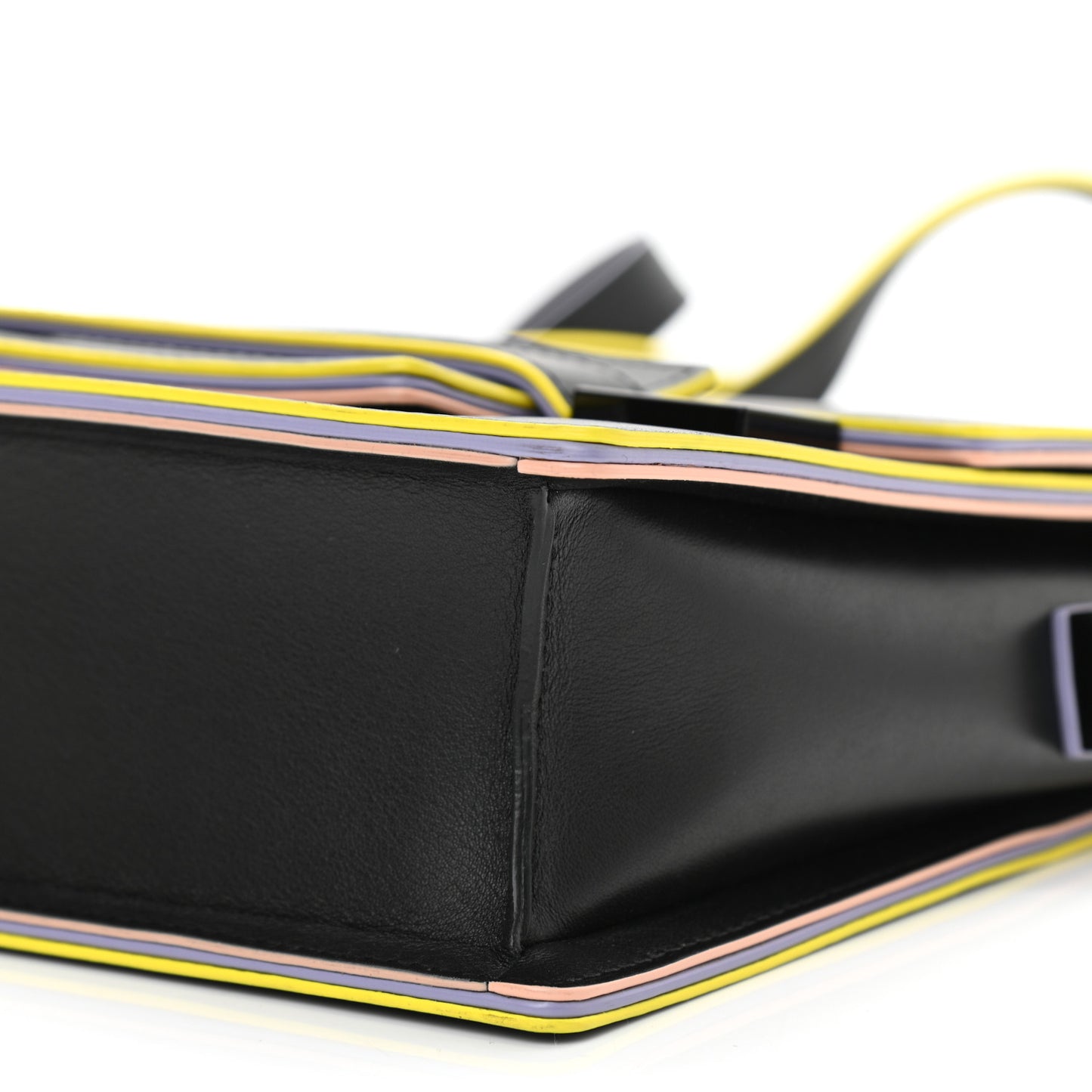Supple Calfskin Madame Ruban Shoulder Bag Black Rainbow