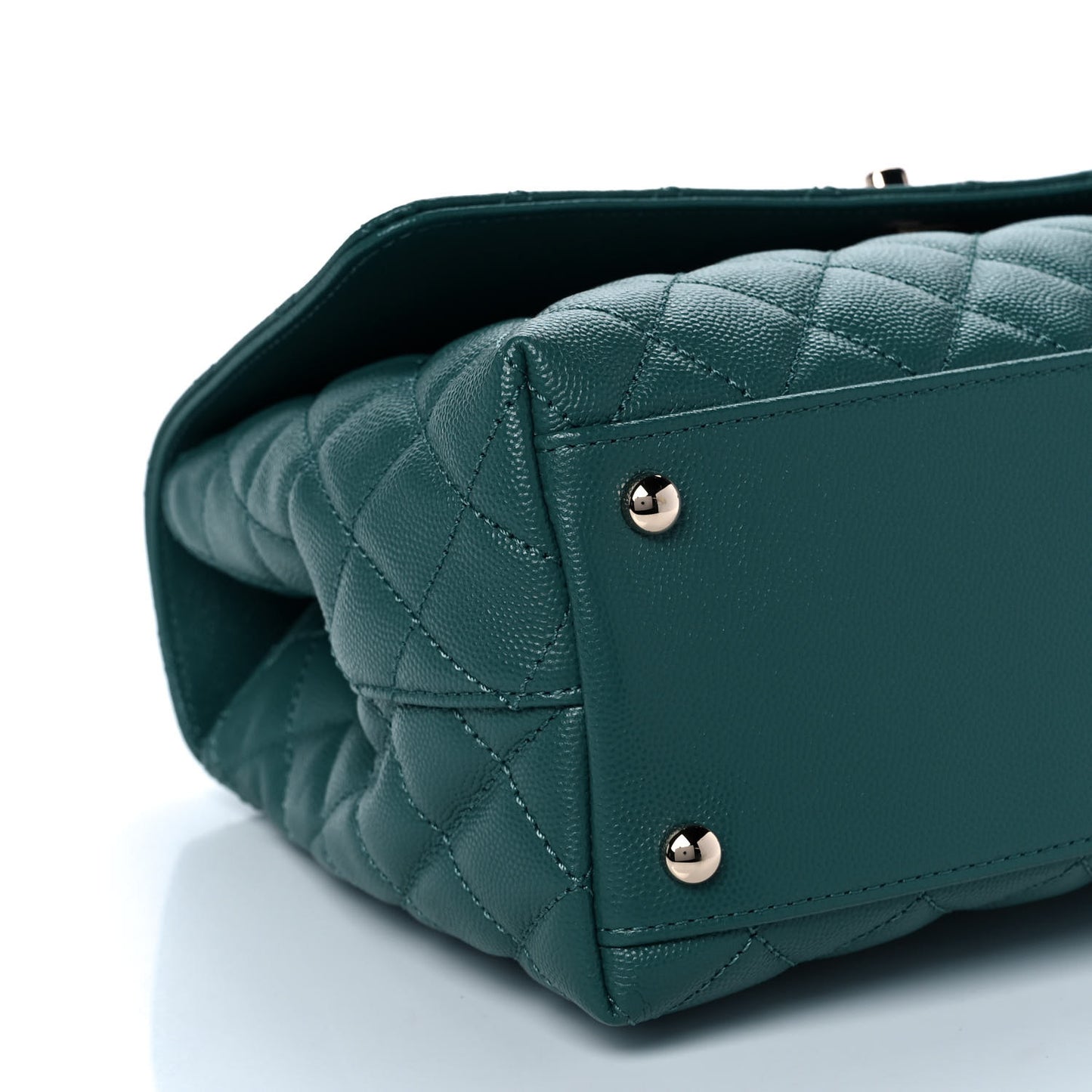 Caviar Quilted Small Coco Handle Flap Green