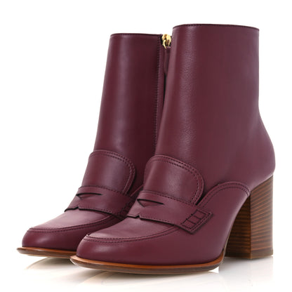 Loewe Calfskin Loafer Ankle Boots 38 Burgundy 4 of 11