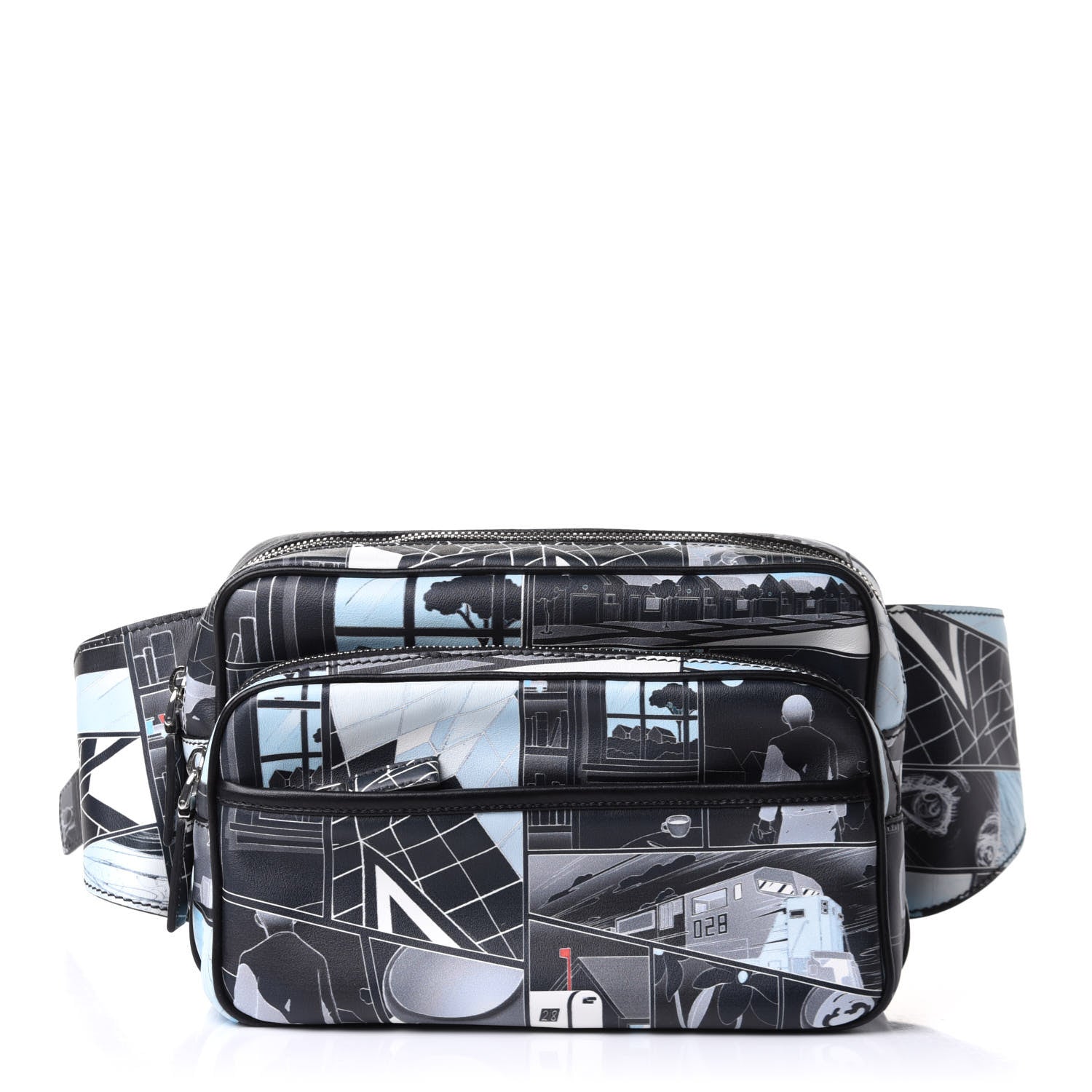 Prada X JAMES JEAN Calfskin Comic Print Messenger Bag Black 1 of 11