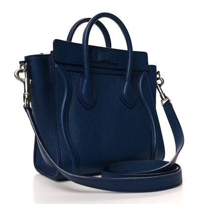 Celine Drummed Calfskin Nano Luggage Indigo 3 of 12