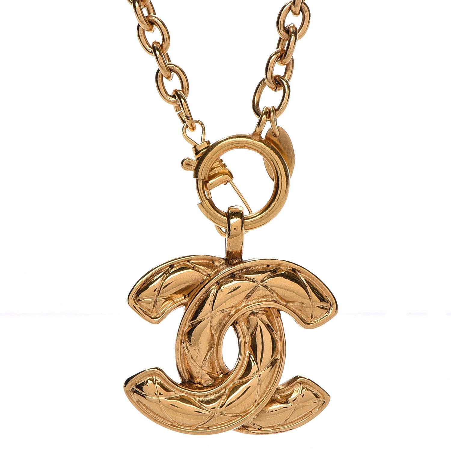 Chanel Quilted CC Long Necklace Gold 3 of 4