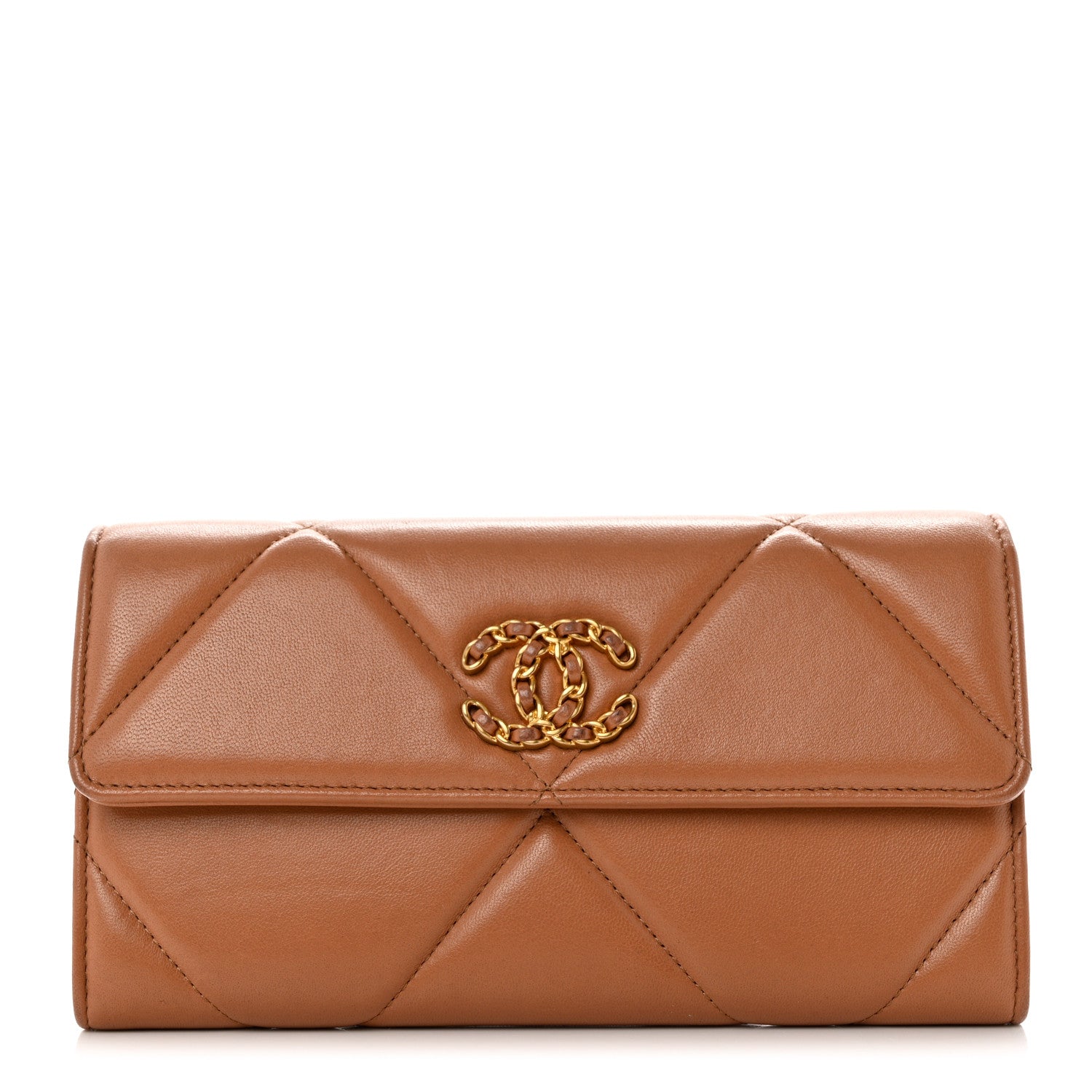 Chanel Lambskin Quilted Chanel 19 Flap Wallet Brown 1 of 21