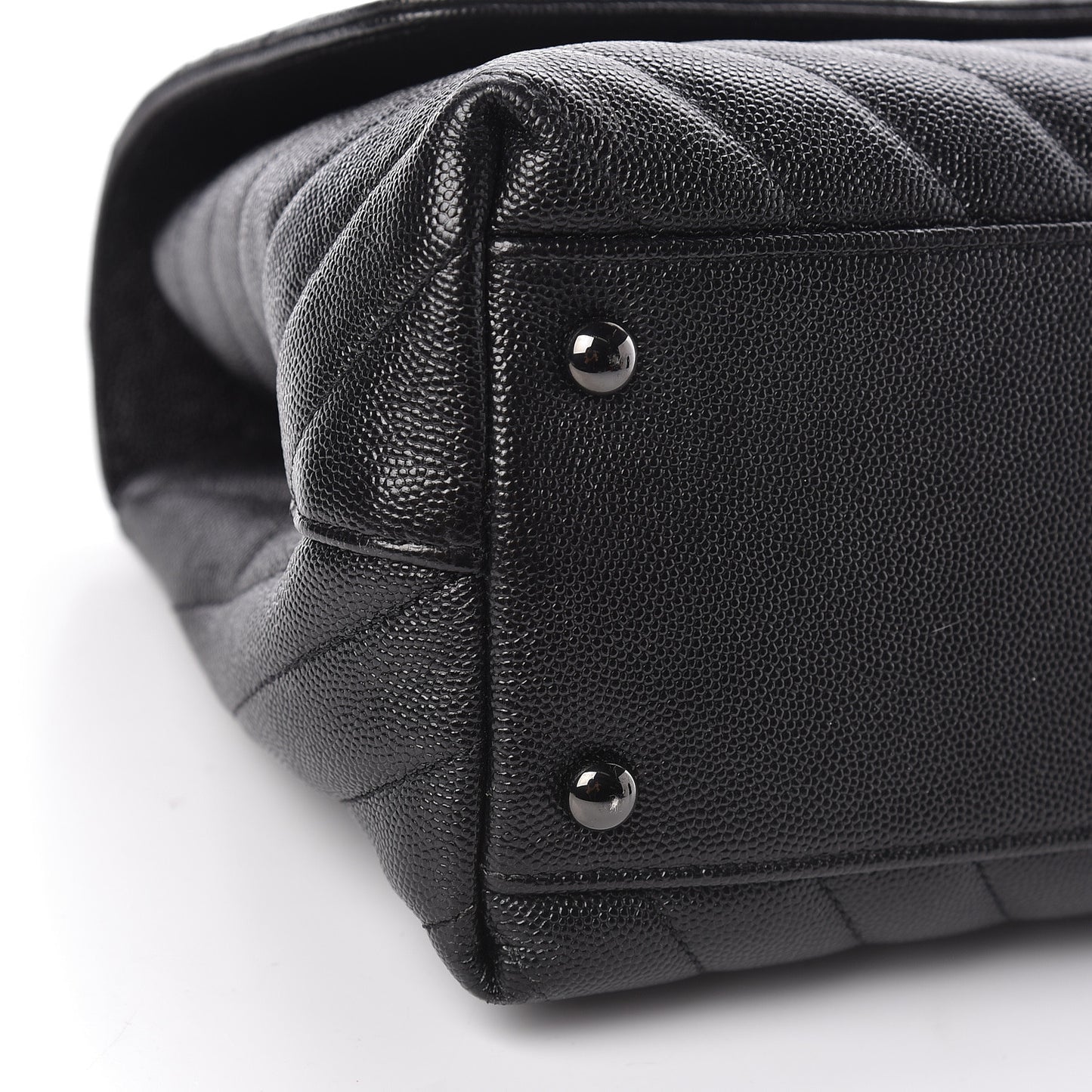 Caviar Chevron Quilted Small Coco Handle Flap So Black