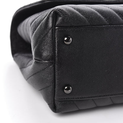 Chanel Caviar Chevron Quilted Small Coco Handle Flap So Black 8 of 13