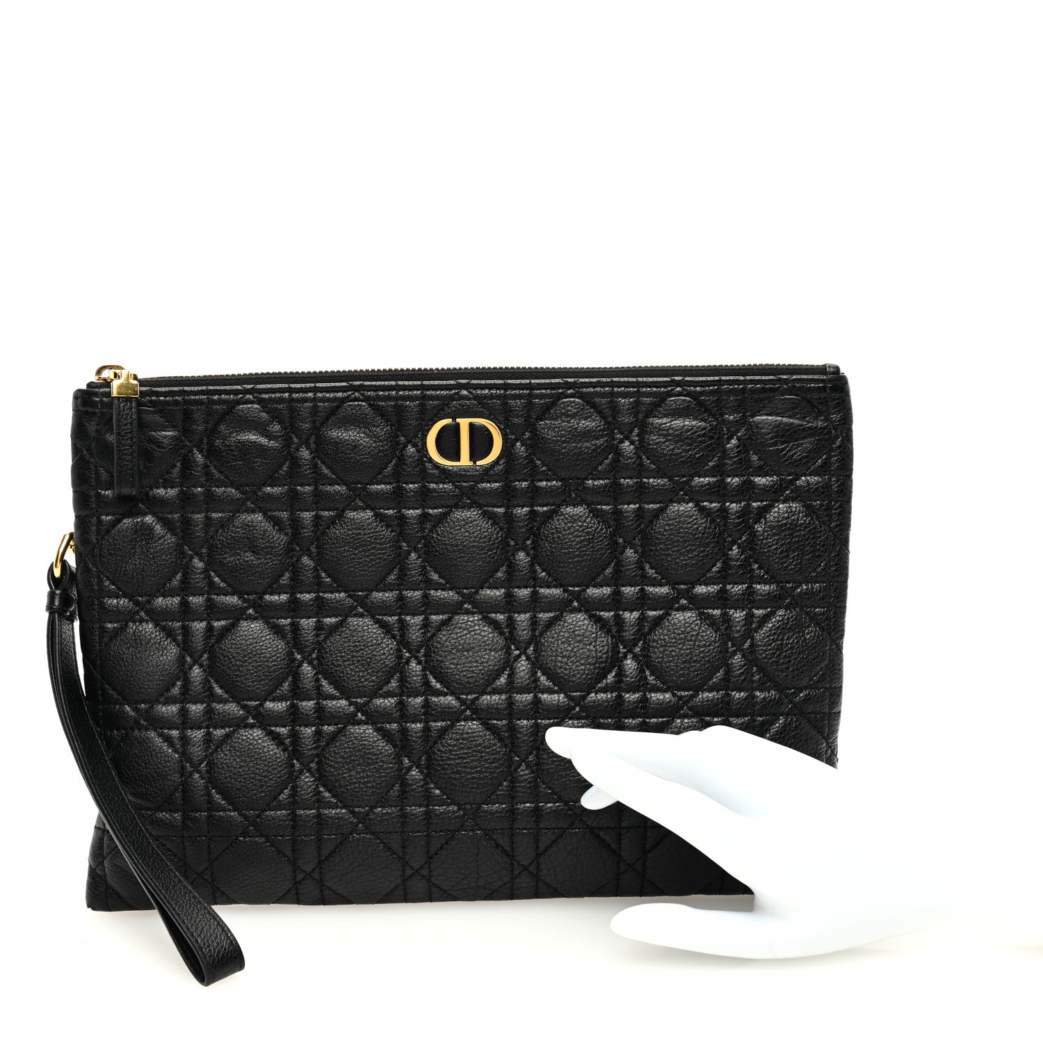 Christian Dior Supple Calfskin Cannage Large Caro Daily Pouch Black 2 of 7