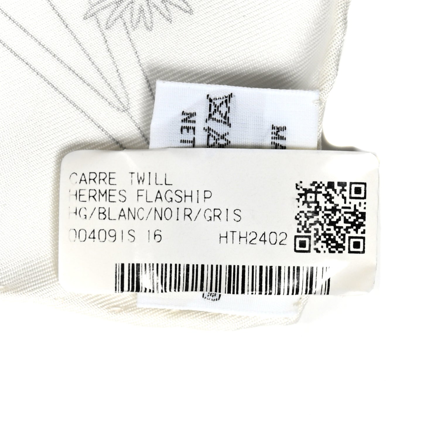 Silk Flagship Scarf 90 White Black Gris