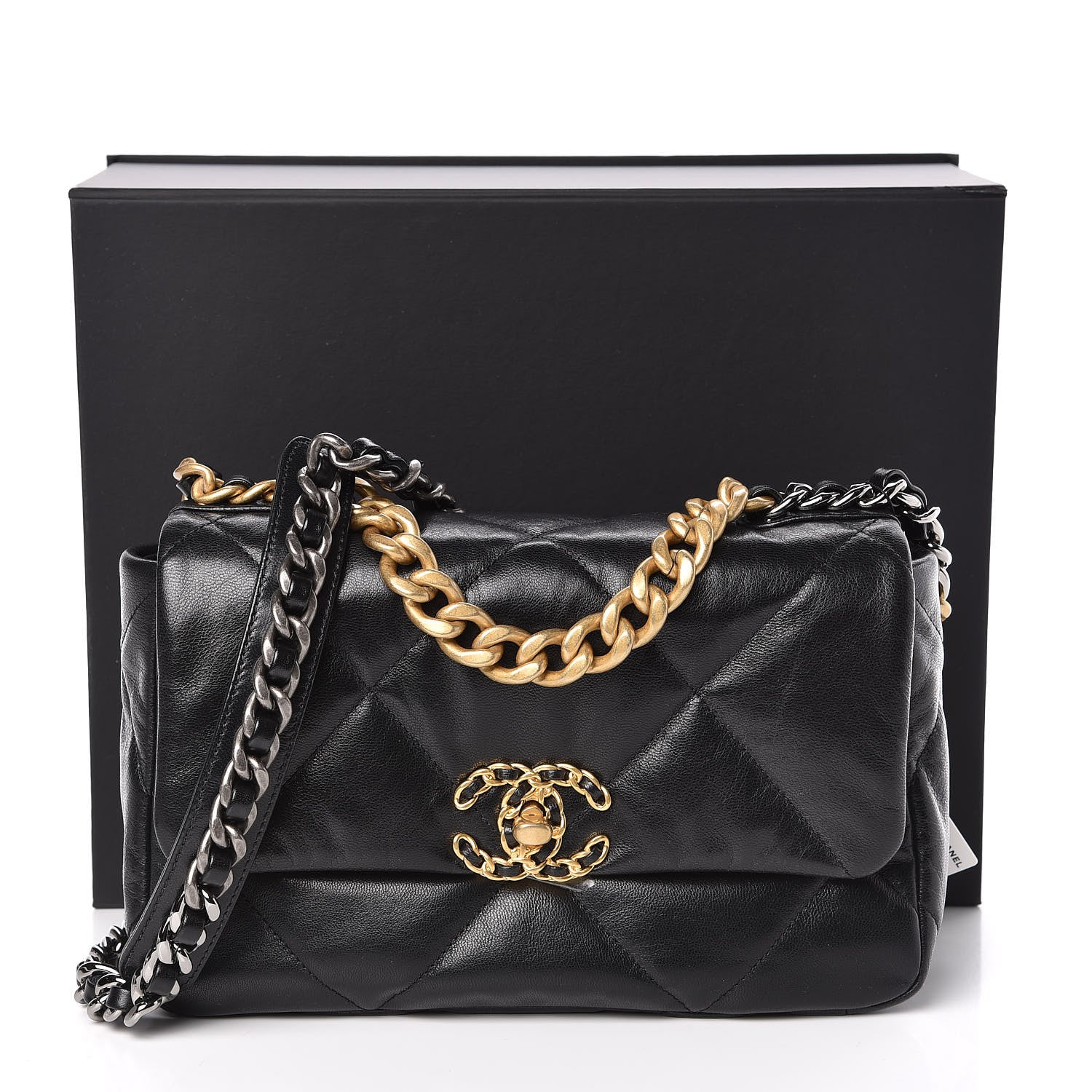 Chanel Goatskin Quilted Medium 19 Flap Black 11 of 11
