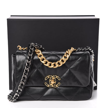 Chanel Goatskin Quilted Medium 19 Flap Black 11 of 11