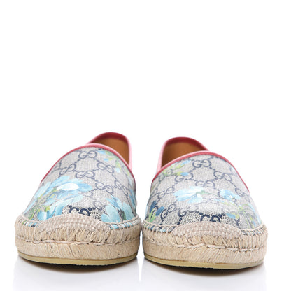 Gucci GG Supreme Monogram Blooms Espadrilles 40.5 Beige Blue Navy Hibiscus Red 2 of 9