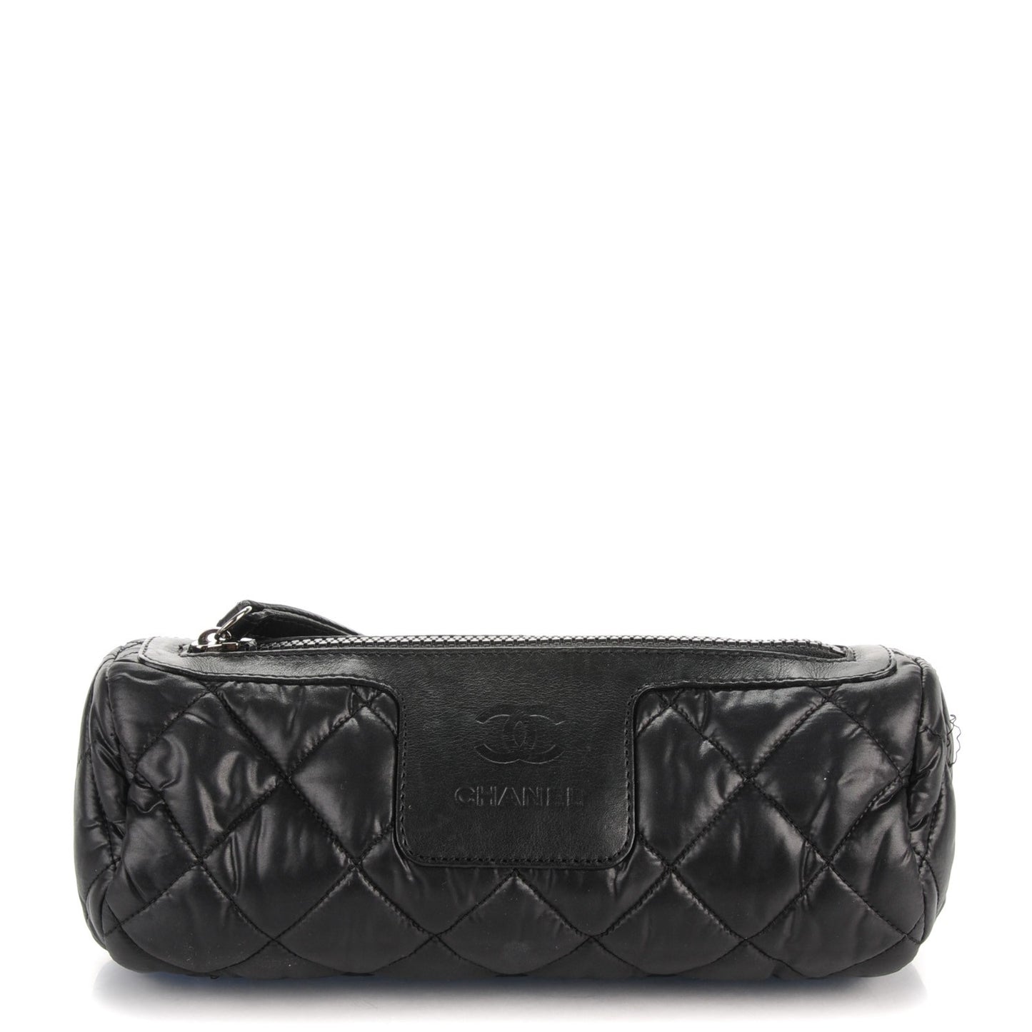 Nylon Quilted Cocoon Cosmetic Pouch Black