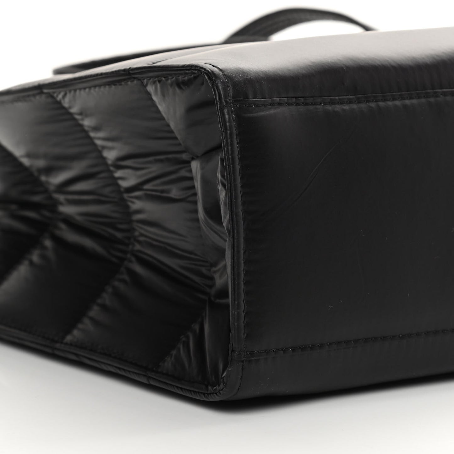 Nylon Medium Puff Shopping Bag Black