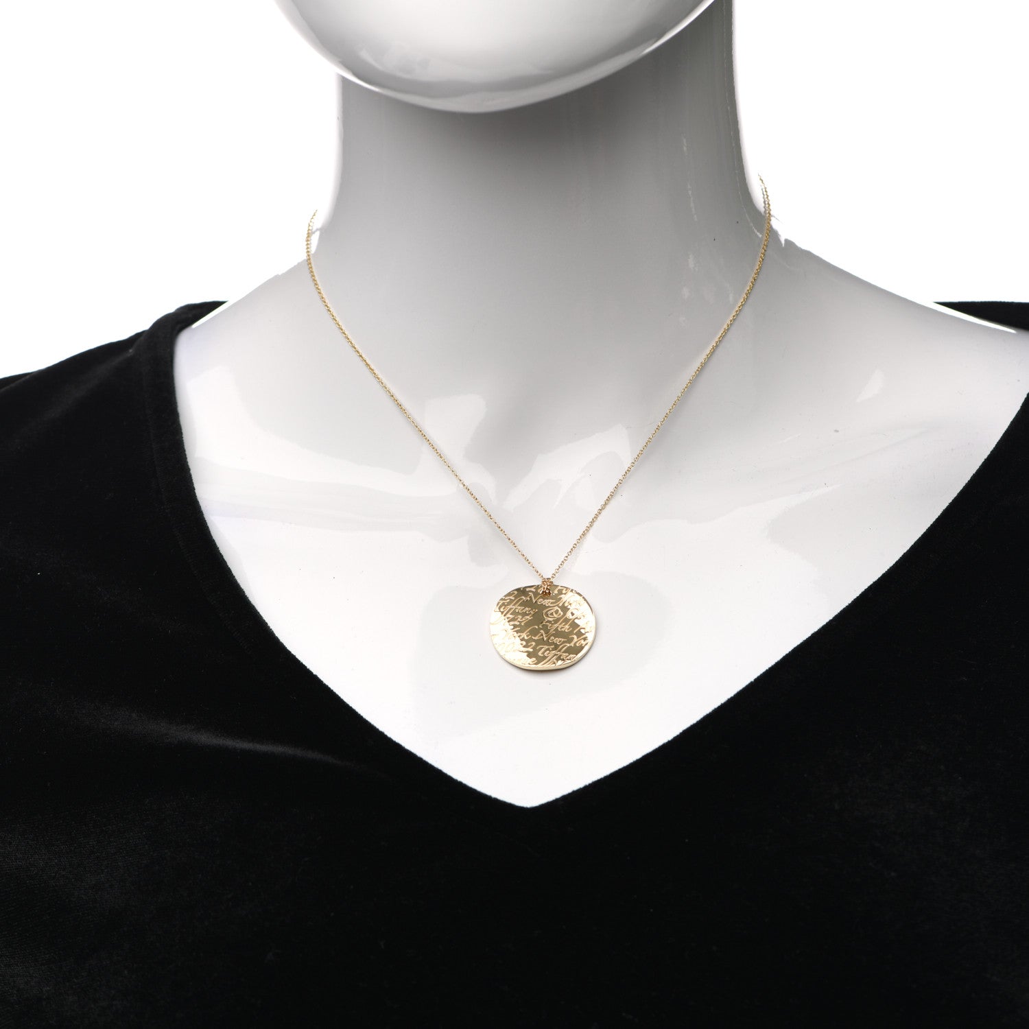 Tiffany 18K Yellow Gold Notes Round Pendant Necklace 2 of 5