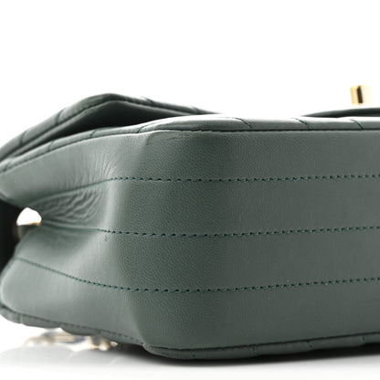 Chanel Lambskin Chevron Quilted Mini Rectangular Flap Dark Green 9 of 11