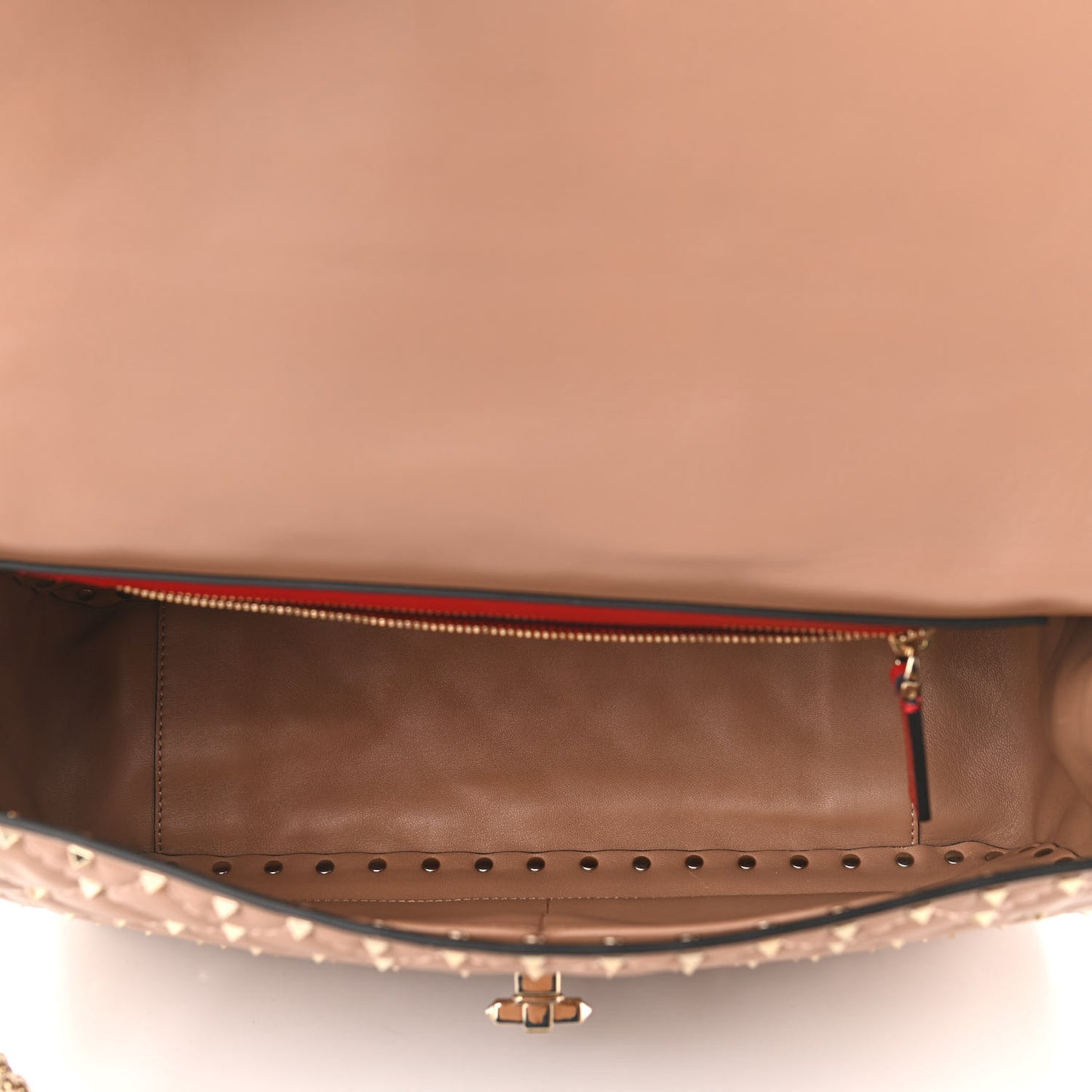 Nappa Large Rockstud Spike Shoulder Bag Soft Noisette