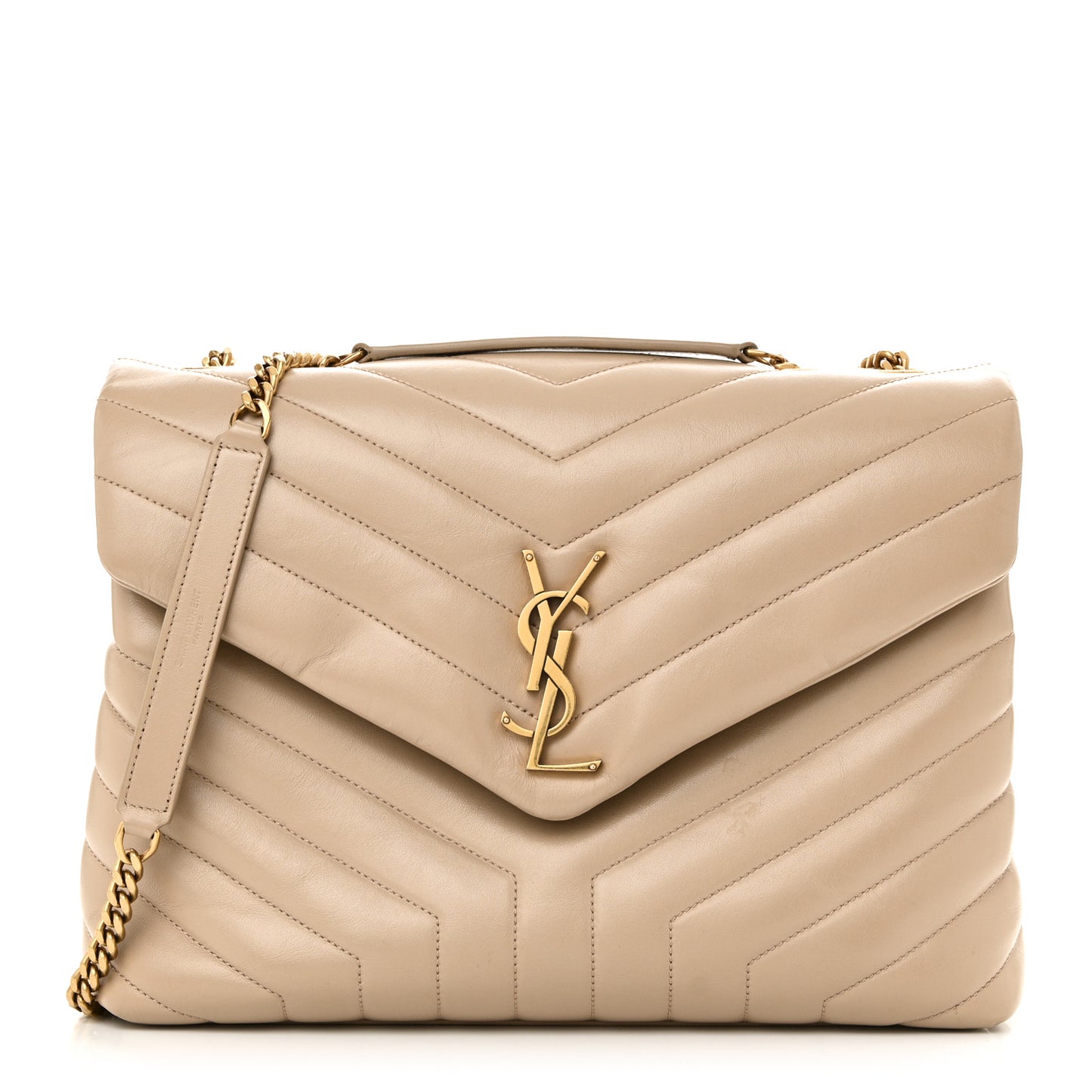 Calfskin Y Quilted Monogram Medium Loulou Chain Satchel Nude Powder