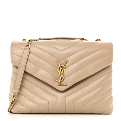 Saint Laurent Calfskin Y Quilted Monogram Medium Loulou Chain Satchel Nude Powder 1 of 10