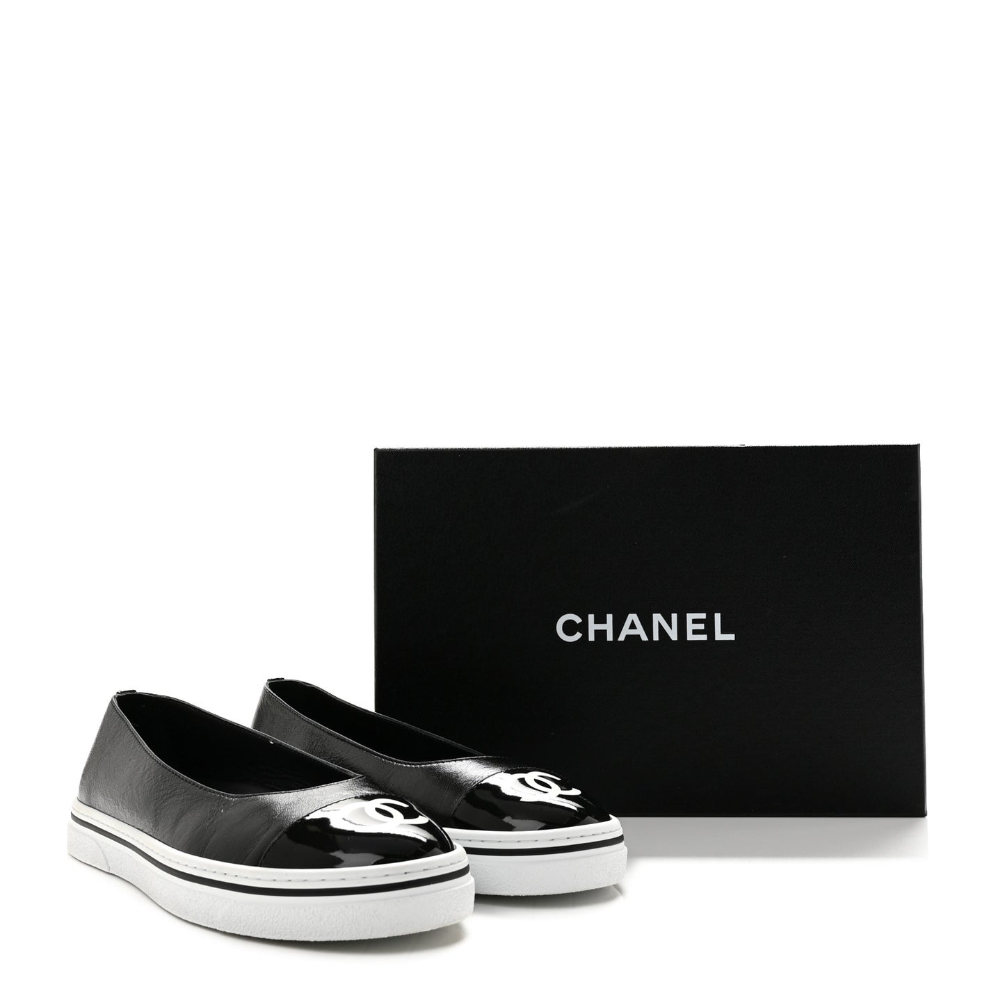 Crumpled Shiny Lambskin Mary Jane Flats 39.5 Black White