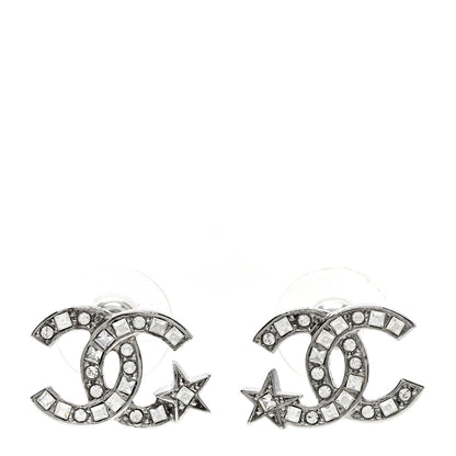 Chanel Crystal CC Starfall Earrings Silver 1 of 5