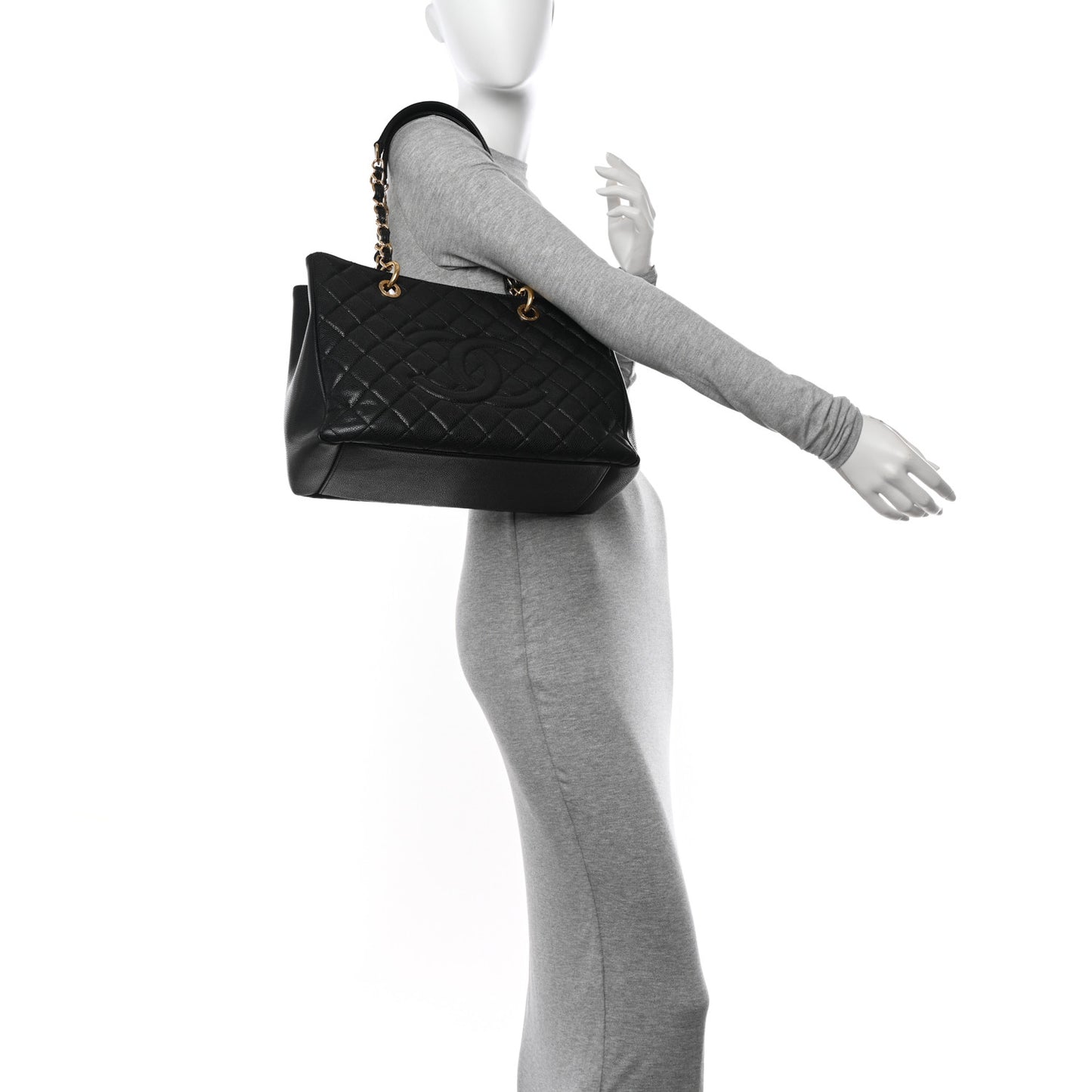Caviar Quilted Grand Shopping Tote GST Black