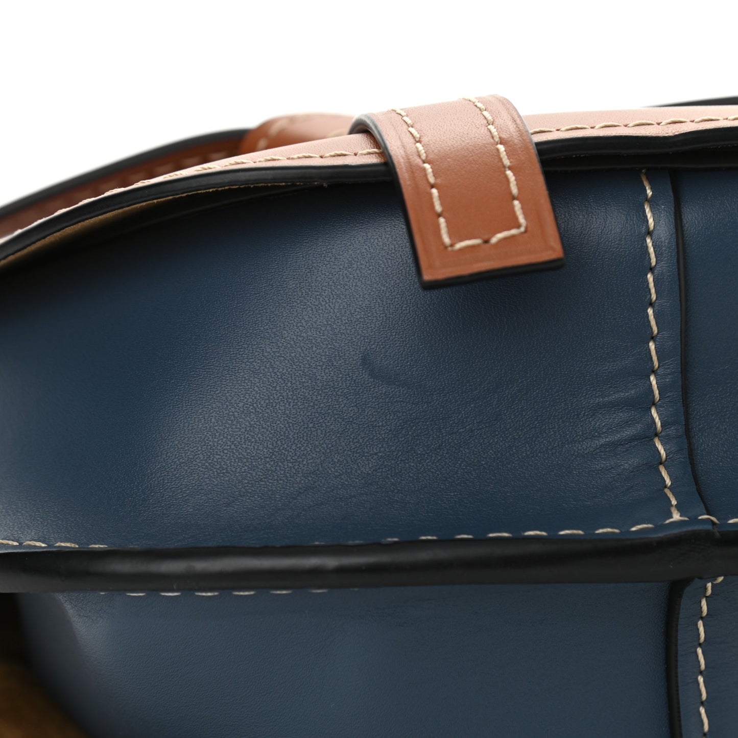 Calfskin Small Gate Crossbody Bag Tan Steel Blue