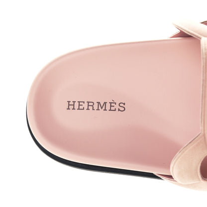 Hermes Suede Goatskin Extra Sandals 37 Rose Opaline 10 of 10