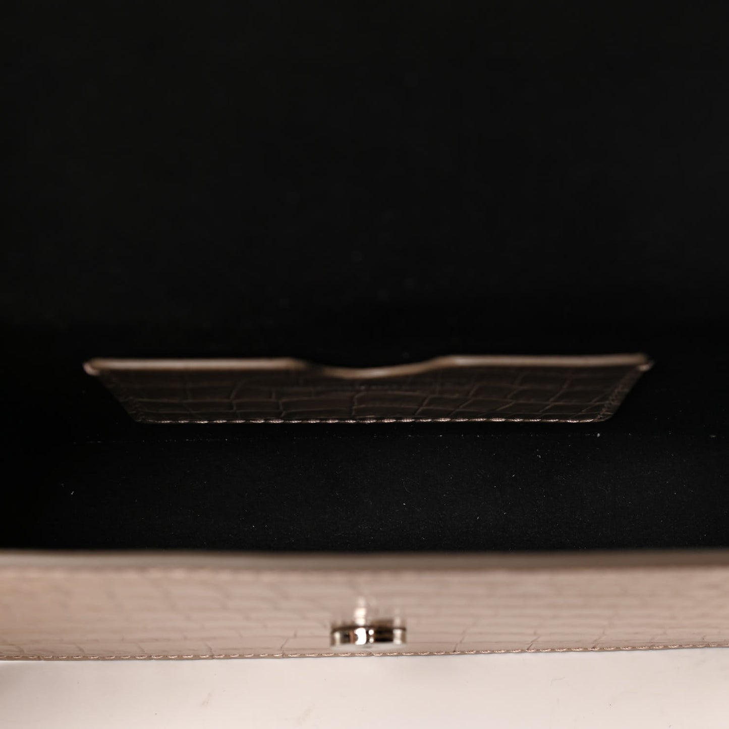 Calfskin Crocodile Embossed Skull Mini Crossbody Bag Beige