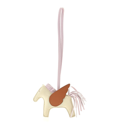 Hermes Milo Lambskin Grigri Rodeo Pegase Horse Bag Charm PM Craie Gold Mauve Pale 1 of 3